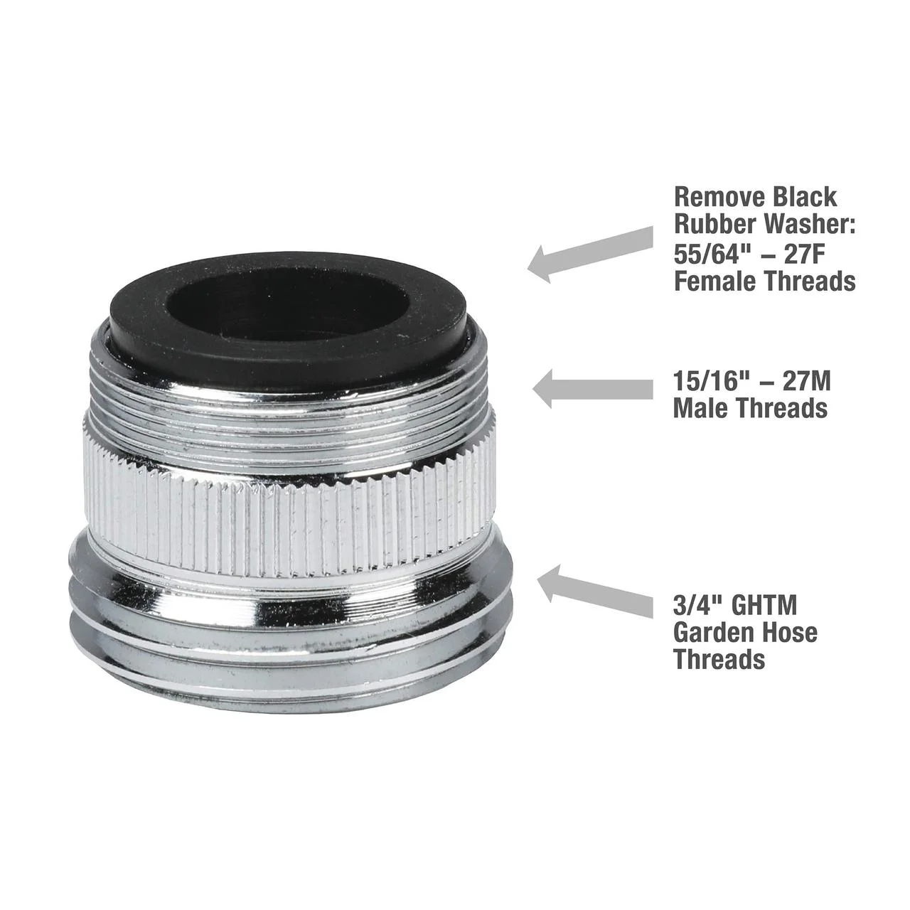 Danco Multi-Thread Garden Hose Aerator Adapter for Male to Male and Female to Male Threads (10513)