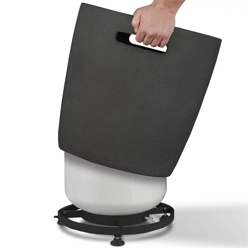 Home Square 2-Piece Set with Propane Fire Pit Bowl and Tank Cover in Shale