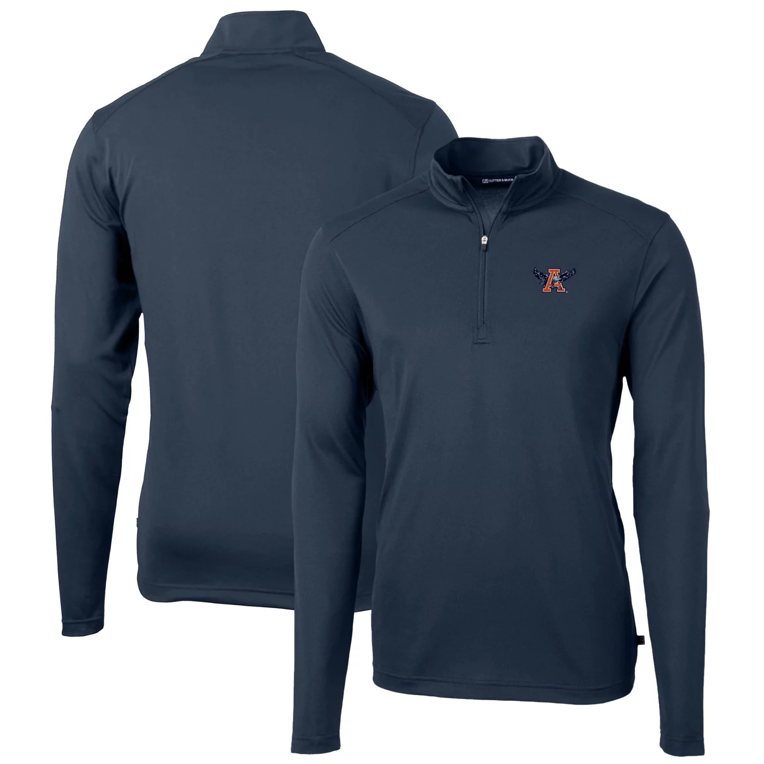 Men's Cutter & Buck Navy Auburn Tigers Virtue Eco Pique Recycled Quarter-Zip Pullover Top