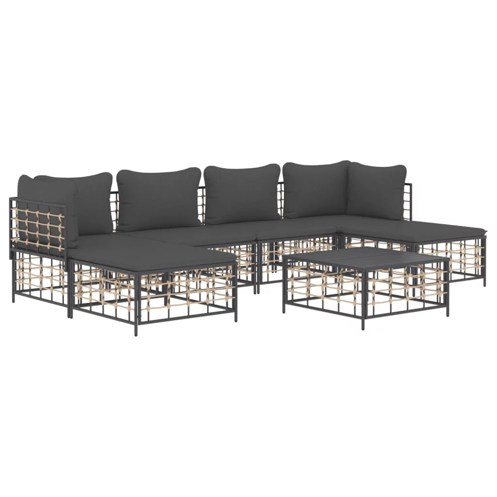 Irfora 7 Piece Patio Set with Cushions Anthracite Poly Rattan