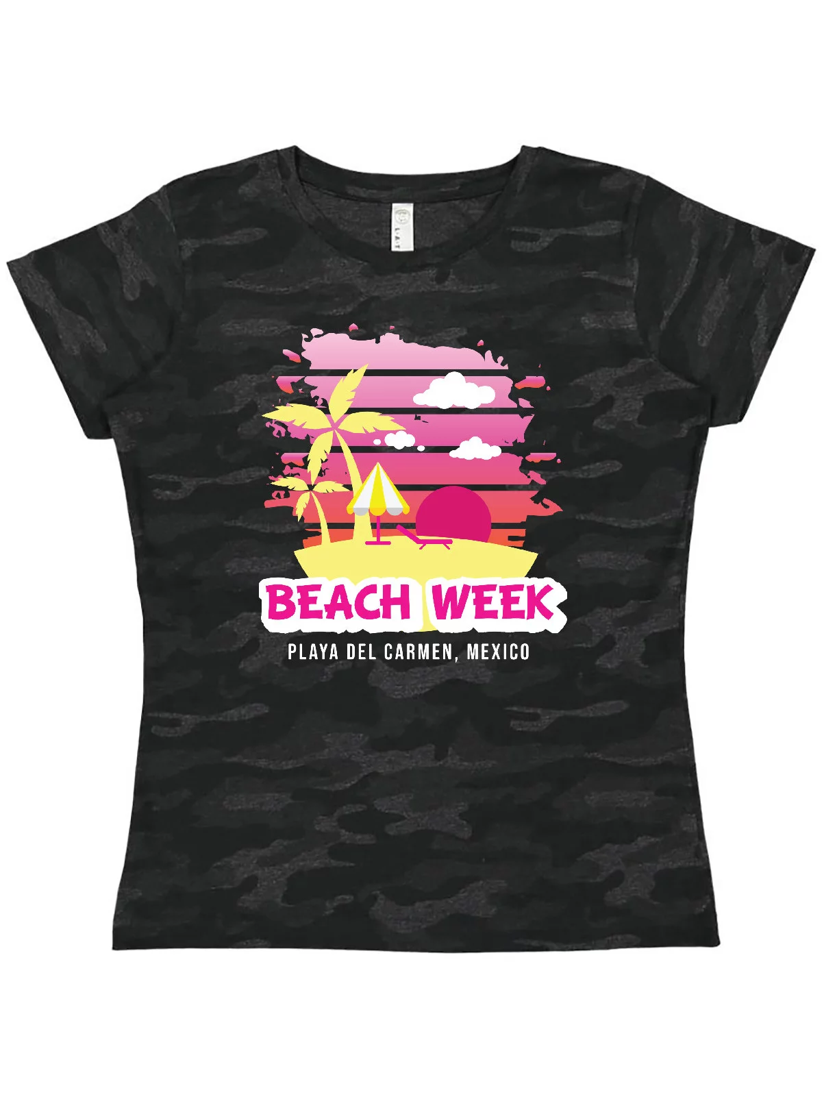 Inktastic Beach Week Playa del Carmen Mexico with Palm Trees Women's T-Shirt
