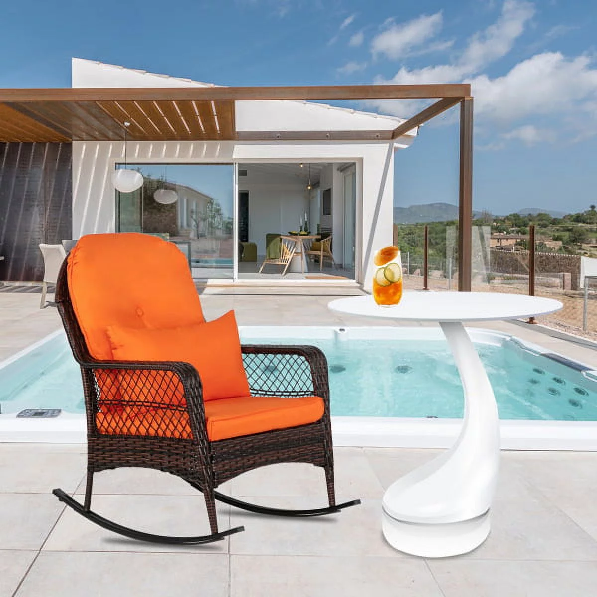 Fithood Latte Woven Single Rocking Chair Brown Gradient