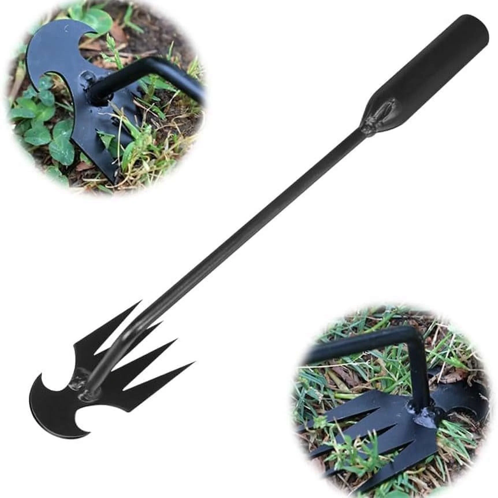 GeSHOP Weeding Artifact Uprooting Weeding Tool, Portable Weeding Tools Gardening, 4-Tooth Manganese Steel, Garden Manual Weeding Tool with Handle, Multifunctional Weeding Tool (11.8in)