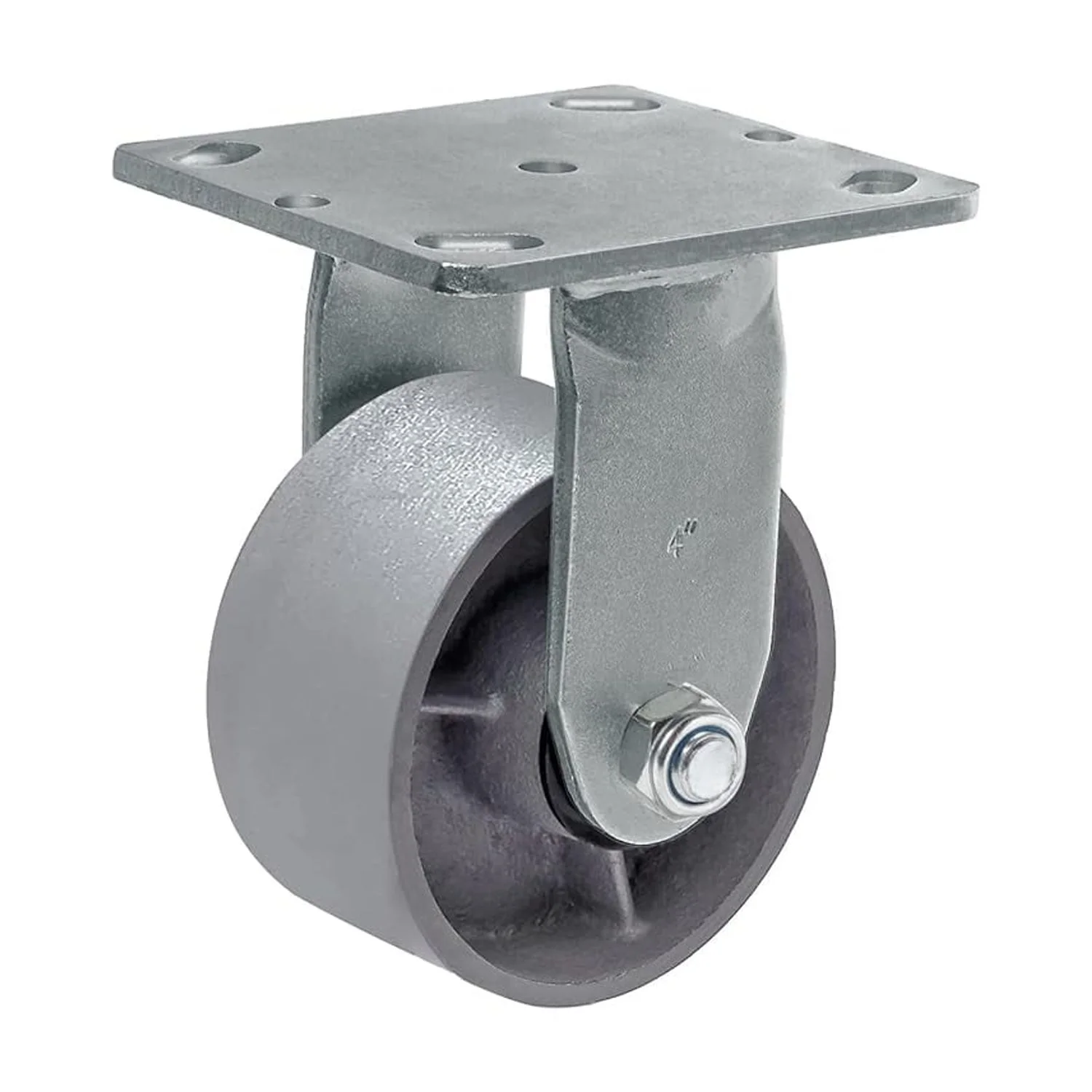 Heavy Duty Caster Steel Cast Iron Wheel, Tool Box And Workbench Rigid Caster 800 LB Capacity (4 Inch, 1 Rigid)