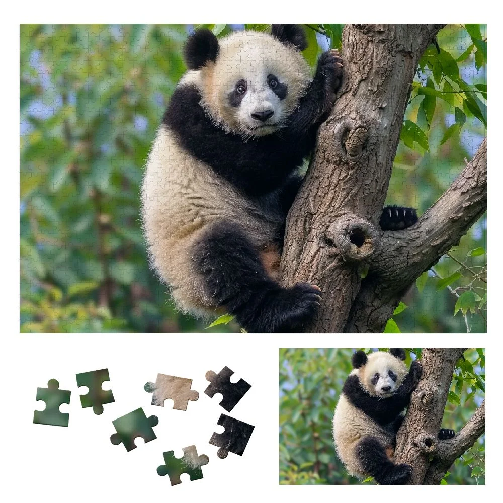 WYYP Panda Bear Climbing Tree Branch Wooden Jigsaw Puzzle - Leisure Game Toy Gift for Family Friends - Puzzle for Adults and Kids 1000 PCS