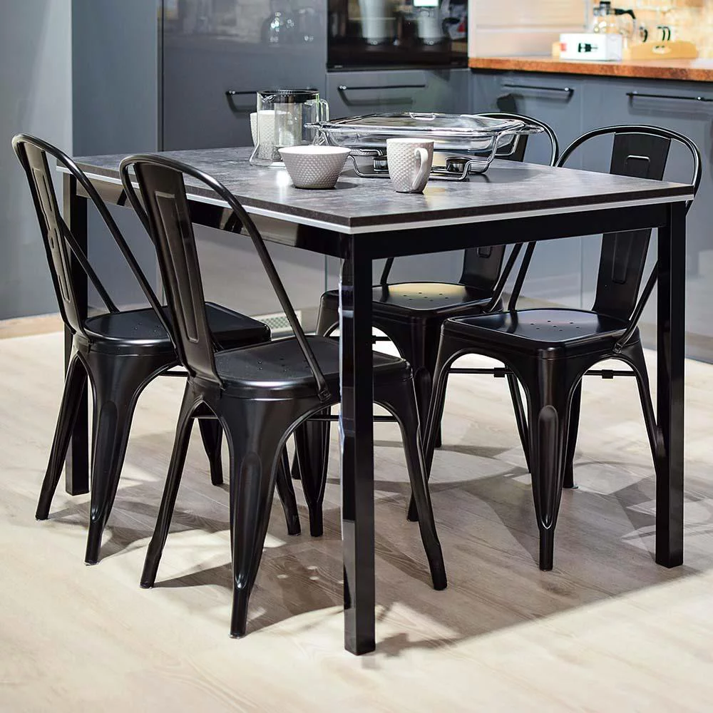 Zimtown Set of 4 Dining Chairs Industrial Metal Stackable Cafe Side Chair