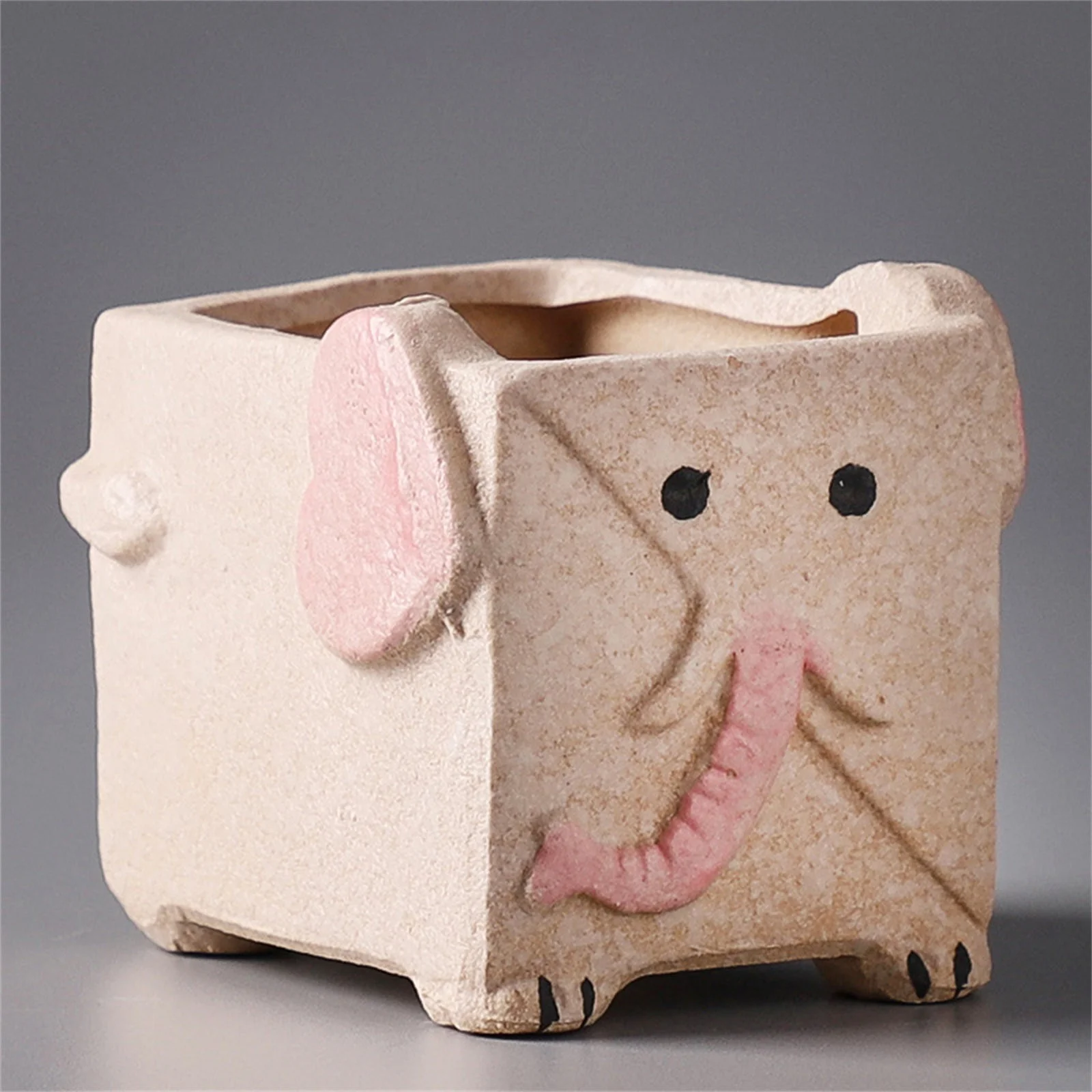 MVNSFEW Cute Farm Ceramic Cartoon Flowerpot 1PC Simple and Cartoon Fleshy Flowerpot Gardening Potted Fleshy Flowerpot Animal Flowerpot