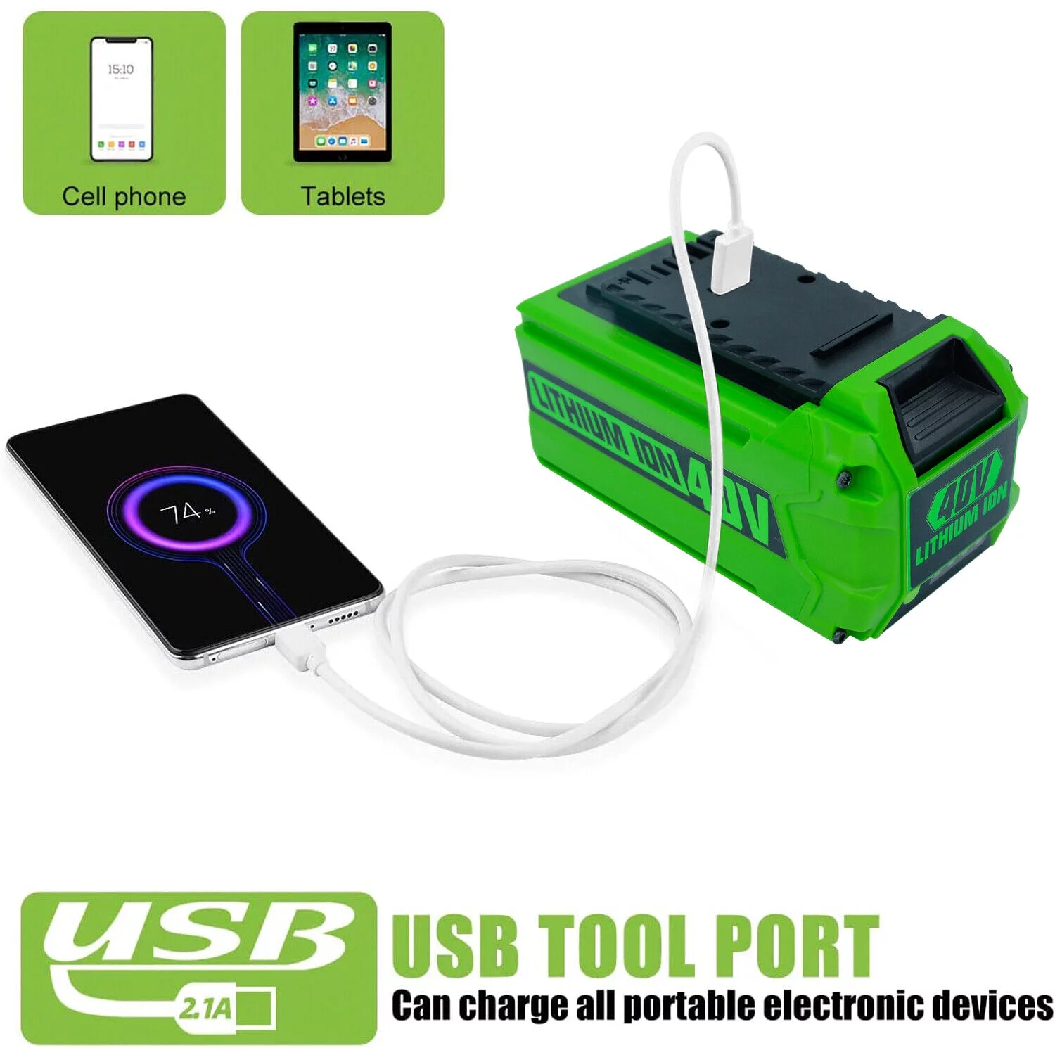 Battery 29472 29462 for Greenworks 40V G-MAX Power Tools 29252 20202 22262 25312