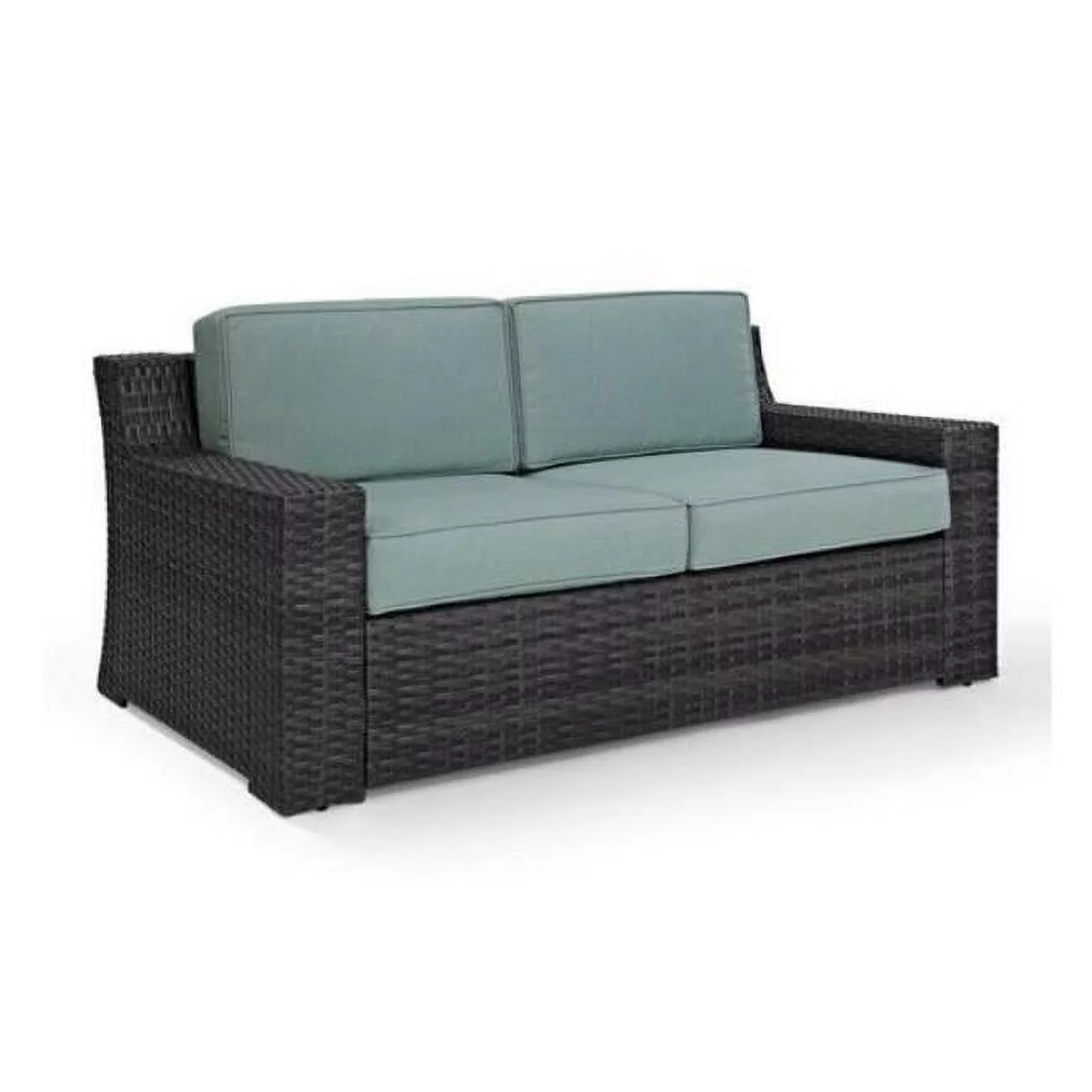 Beaufort Wicker Patio Loveseat In Brown and Mist