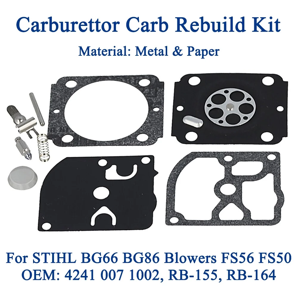 ALLTIMES Metal Carburettor Carb Rebuild Kit for STIHL BG66 BG86 Blowers FS56 FS50, OEM 4241 007 1002, RB-155, RB-164