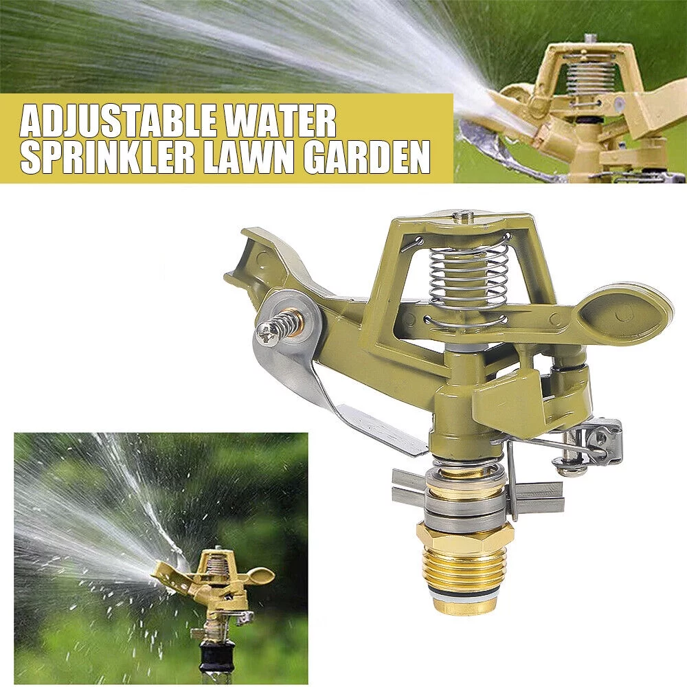 360° Lawn Sprinkler Head 1/2 Inch for Garden Grass Metal Impulse Water Sprayer