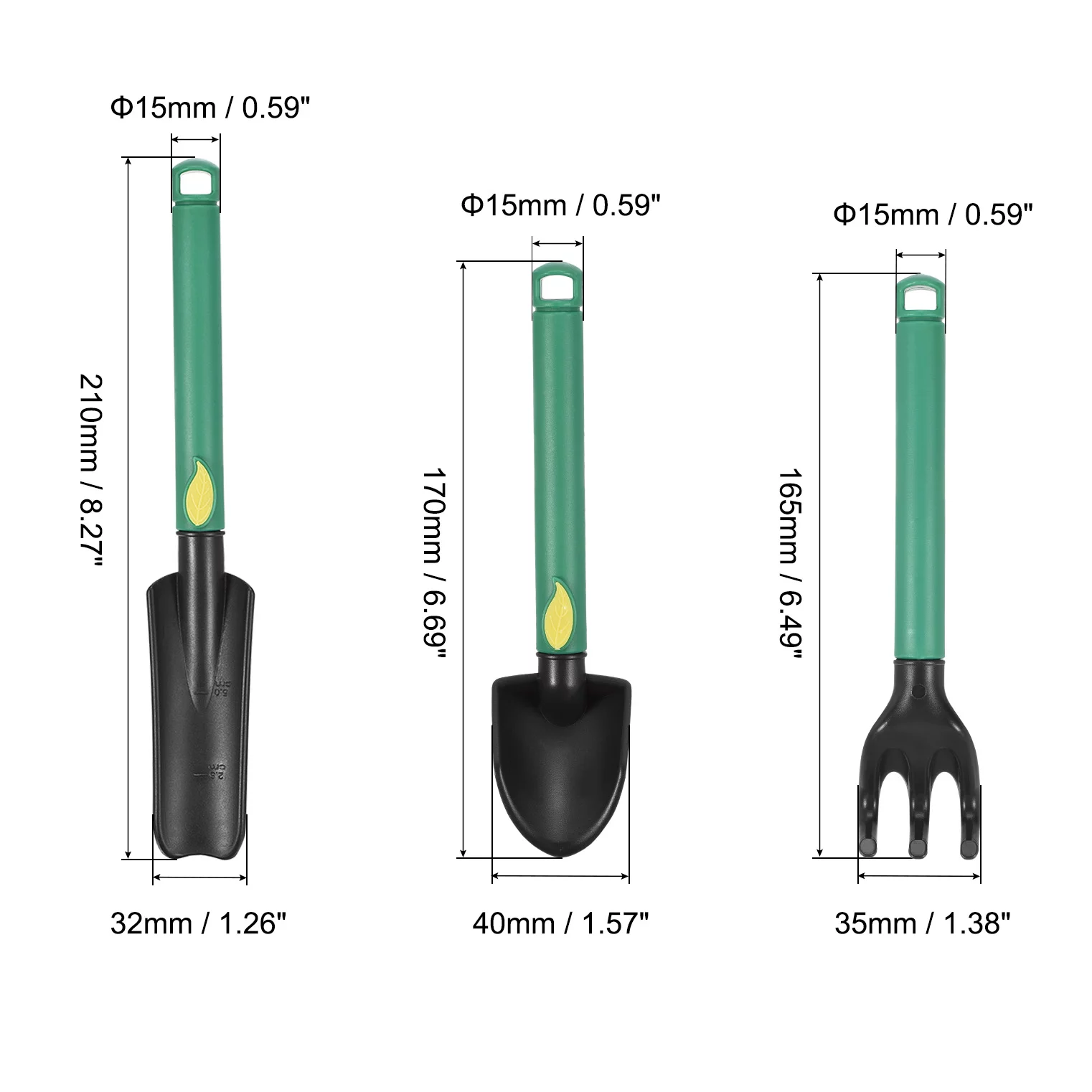 Uxcell Mini Garden Tools Set Hand Tools Trowel Rake Spade Kit Garden Supplies for Succulent 3 Pack