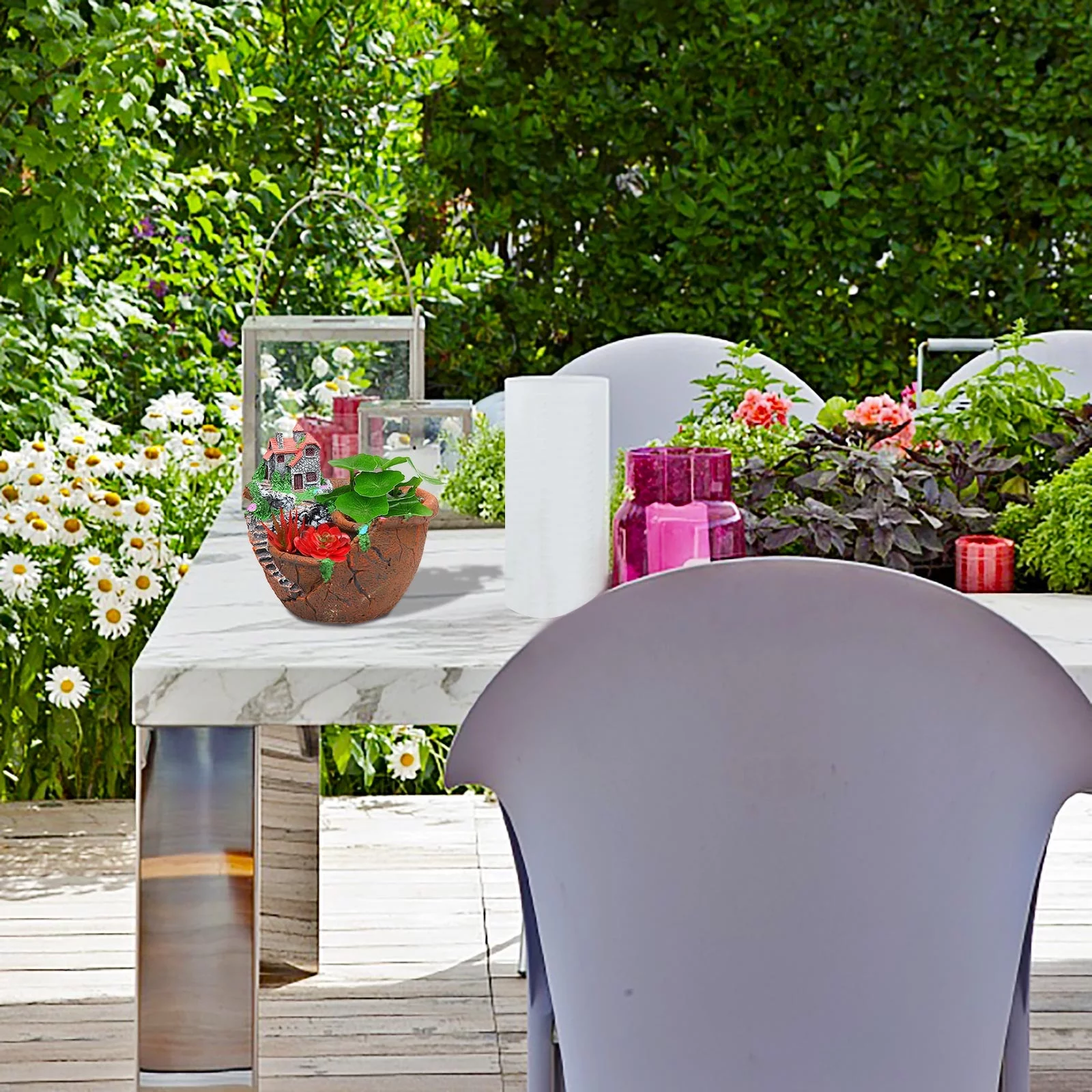 Jierger DIY Mini Succulent Pot Creative Resin Plants Pot Irregular Fleshy Flower Platter Pots Succulent Cactus Plant Pot Planters Fairy Garden Gardening Gifts Statues