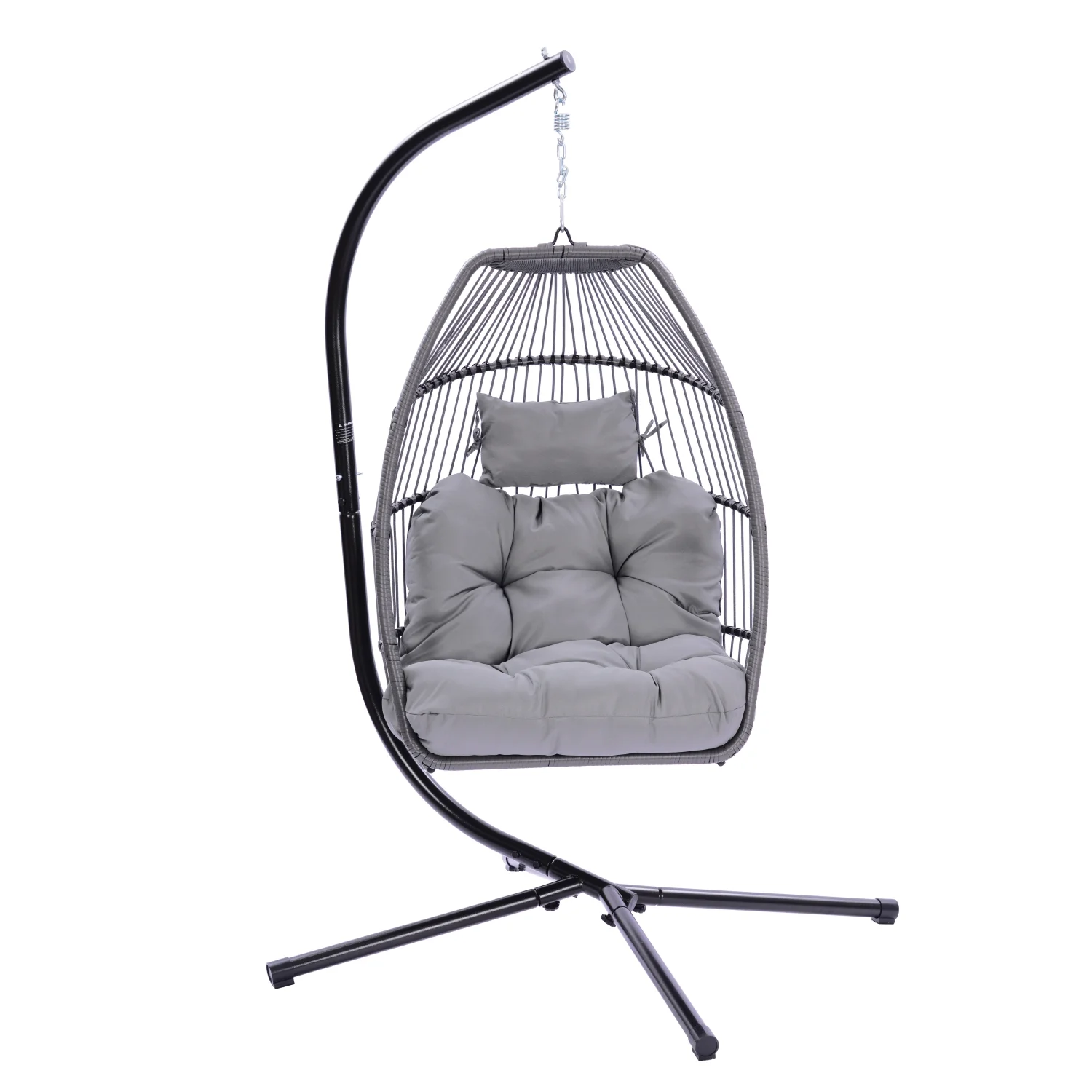 Cozy and Stylish Wicker Foldable Hanging Egg Chair Swing with Plush Cushion and Pillow for Ultimate Relaxation in the Garden or Yard - Enjoy Outdoor Comfort on the Patio with this Rattan