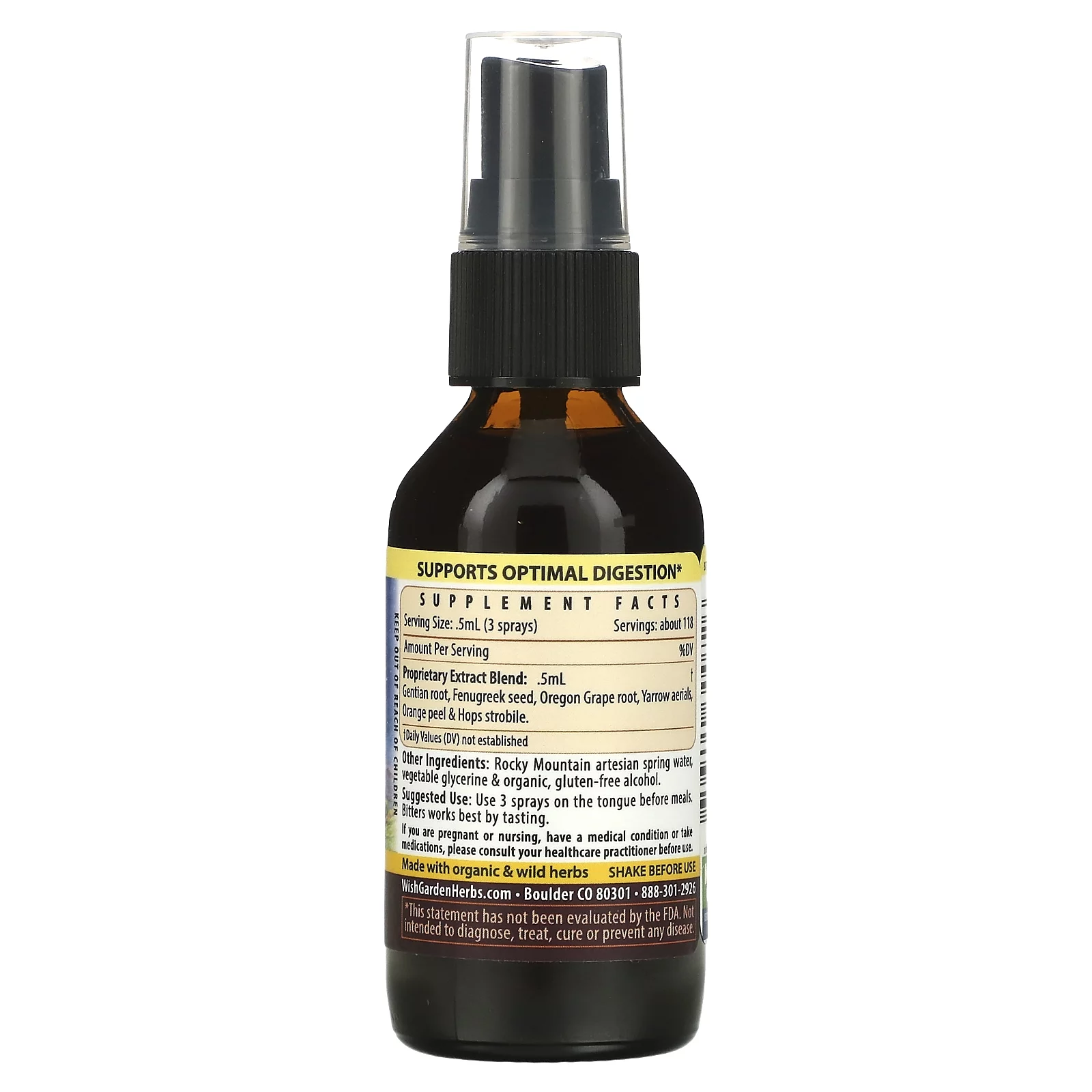 WishGarden Herbs Badass Bitters, A Profound Aperitif, 2 fl oz (59 ml)