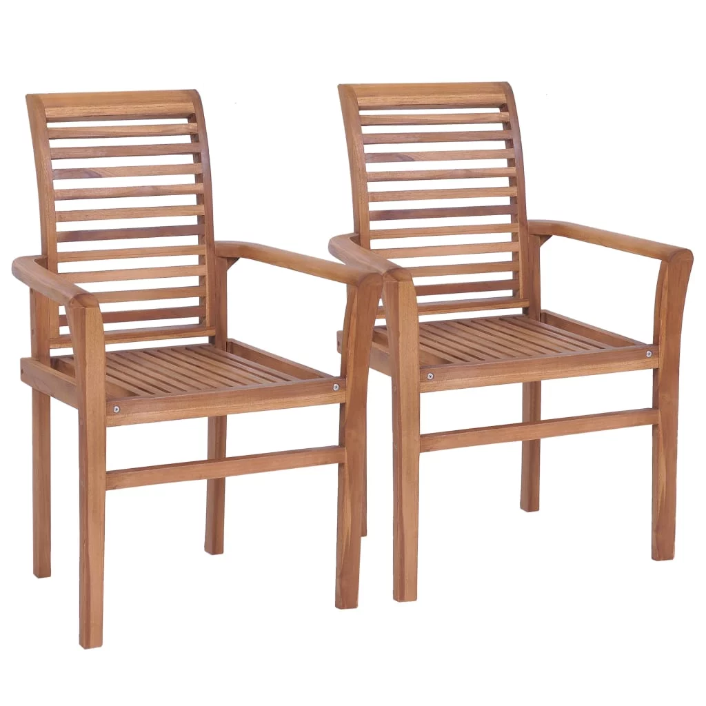 Carevas Dining Chairs 2 pcs with Blue Cushions Solid Teak Wood