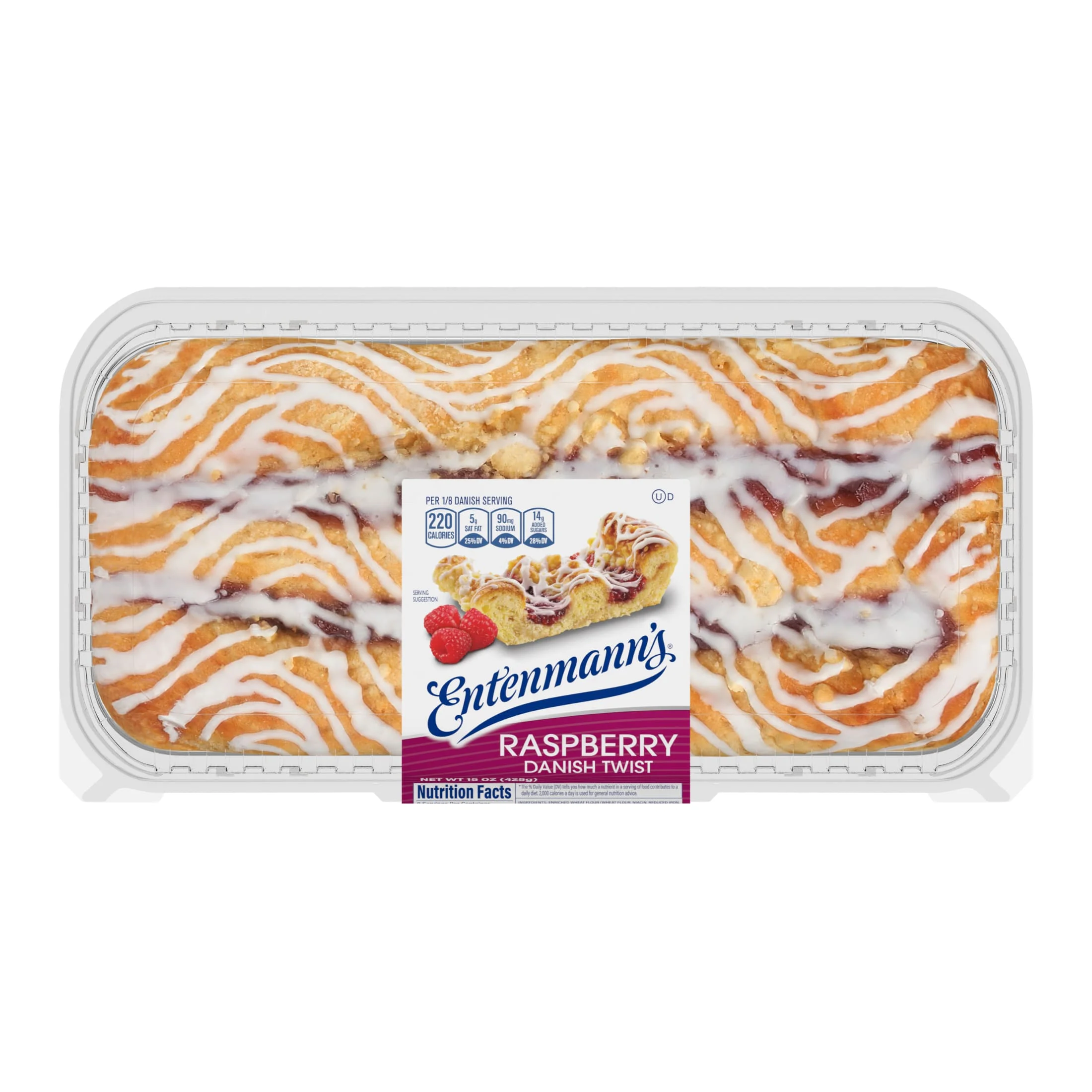 Entenmann's Raspberry Danish Twist, 15 oz, Soft Danishes, Tray