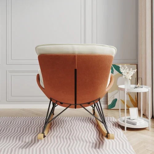 Zateety Leisure sofa single rocking chair, light luxury sofa chair, balcony leisure area single chair, comfortable and breathable,detachable and washable seat cushion (Color: Beige)