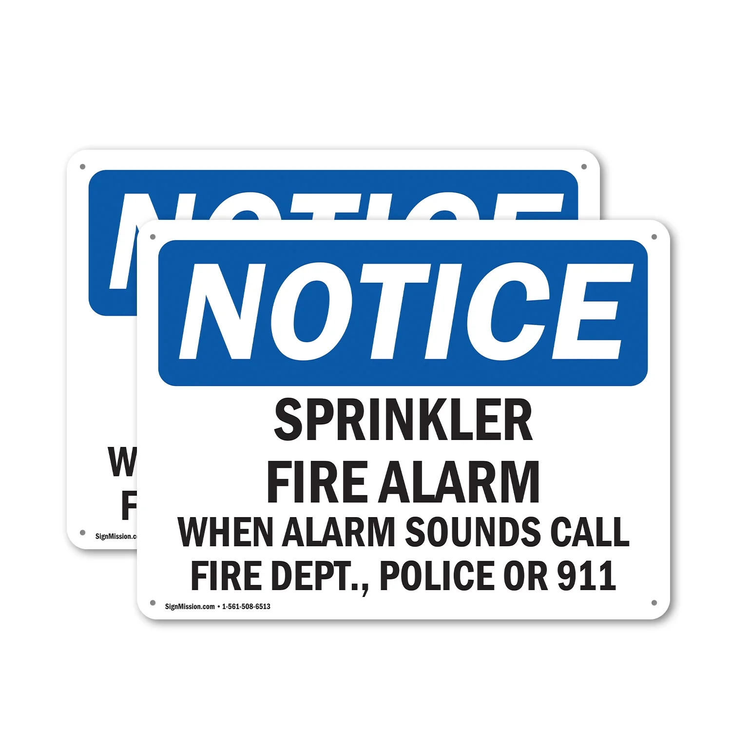 (2 Pack) Sprinkler Fire Alarm When Alarm Sounds Call OSHA Notice Sign 18 Inch X 12 Inch Indoor / Outdoor Rust-Free Aluminum Metal Signs for Workplace, Workshop, and Construction Site, Made in the USA