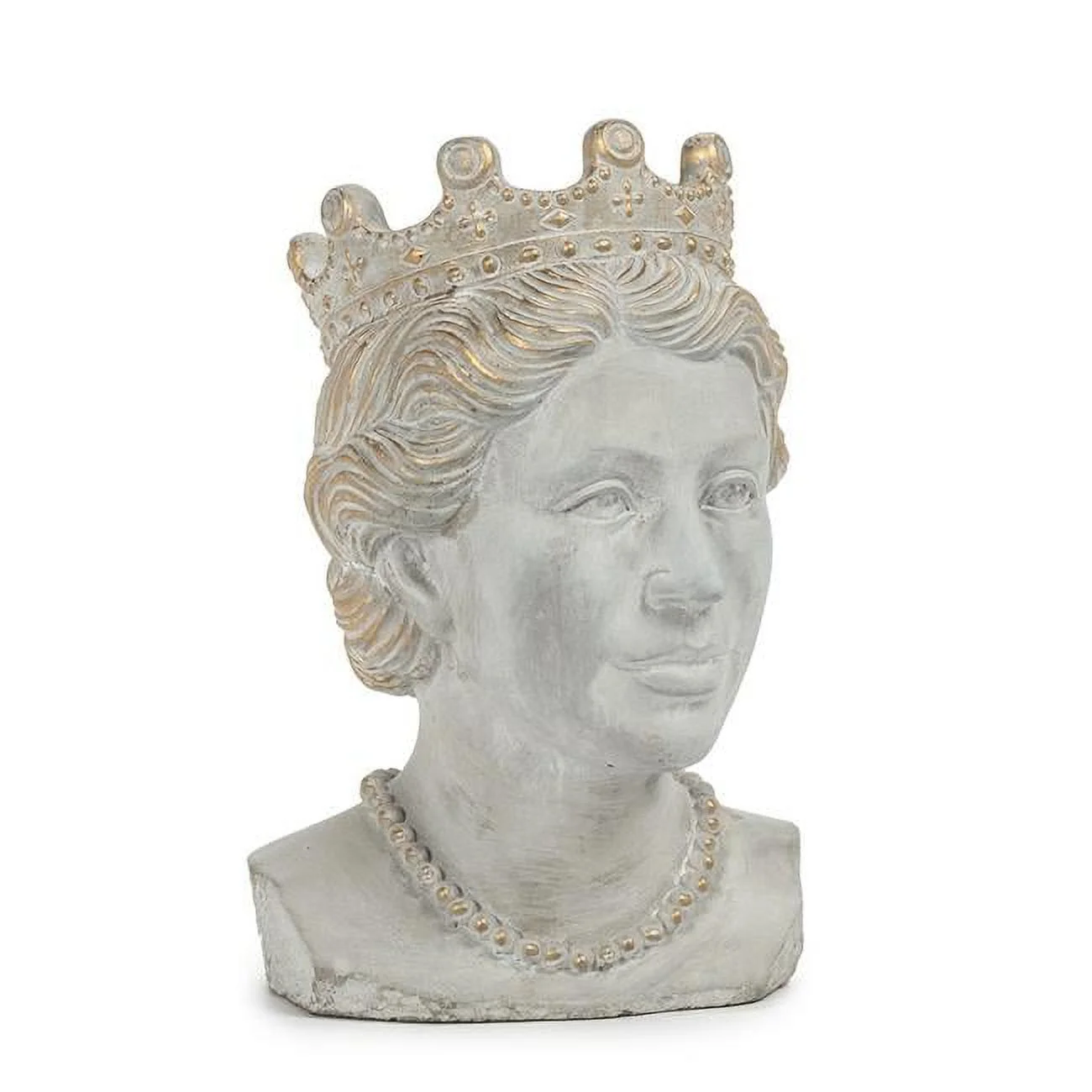 11 in. Queen Head Planter, Grey & Gold - Large