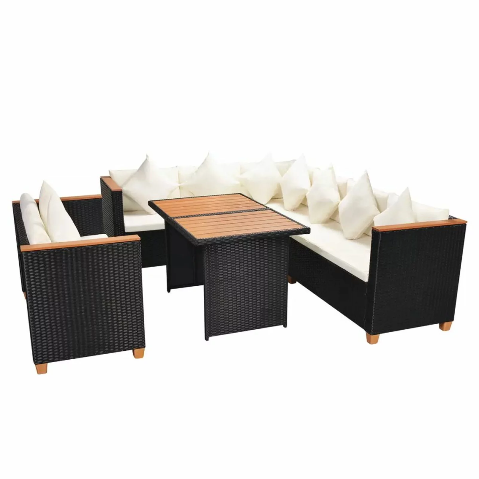 Suzicca 5 Piece Patio Set with Cushions Poly Rattan Black