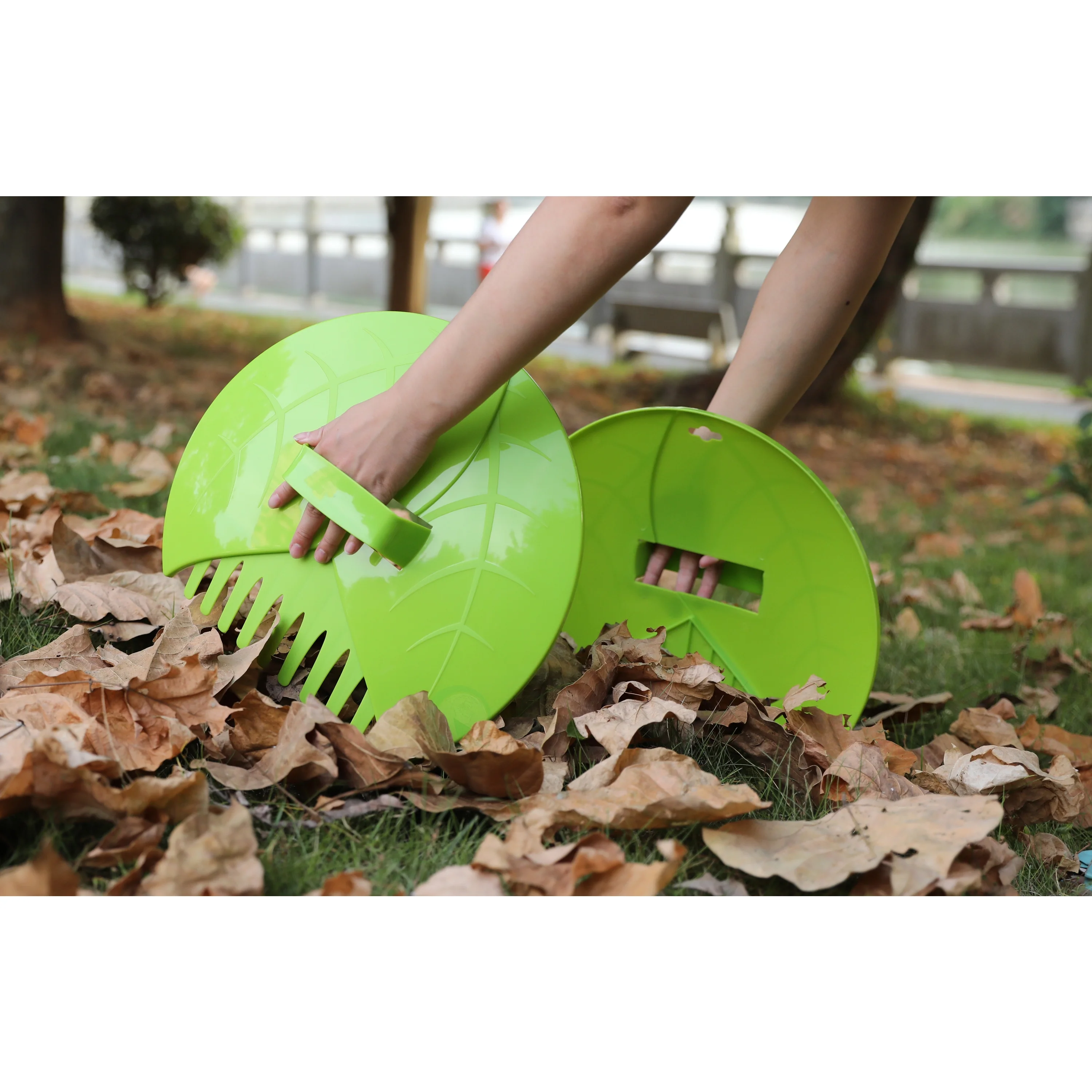 Decorative Pair of Leaf Scoops, Hand Rakes for Lawn and Garden Cleanup