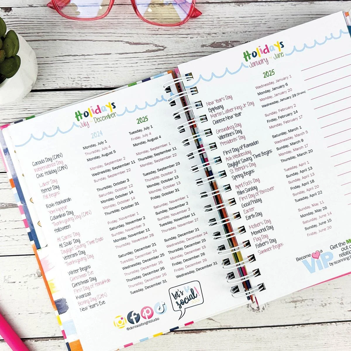 Reminder Binder® 2024-2025 Planner; 18-month Calendar with 361 Planner Stickers (Blossoms)