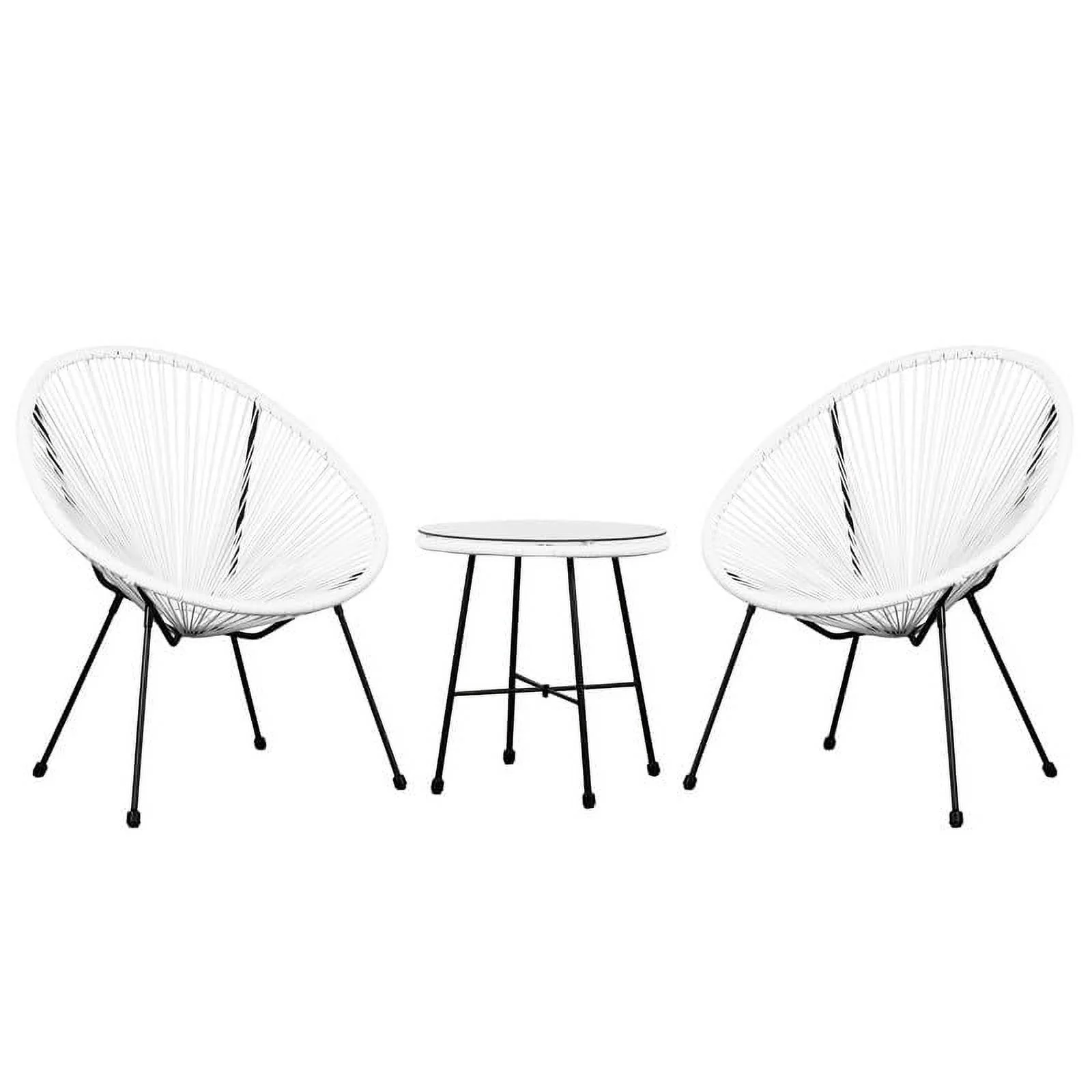 Sassio 3 Piece Hand-Woven Conversation Patio Set, White