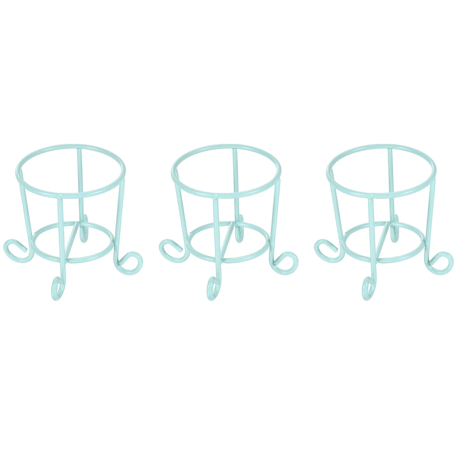 Uxcell Air Plant Holder Organizer, 3Pcs Round Shape Flower Pot Display Container for Home Bedroom Office Decor, Blue