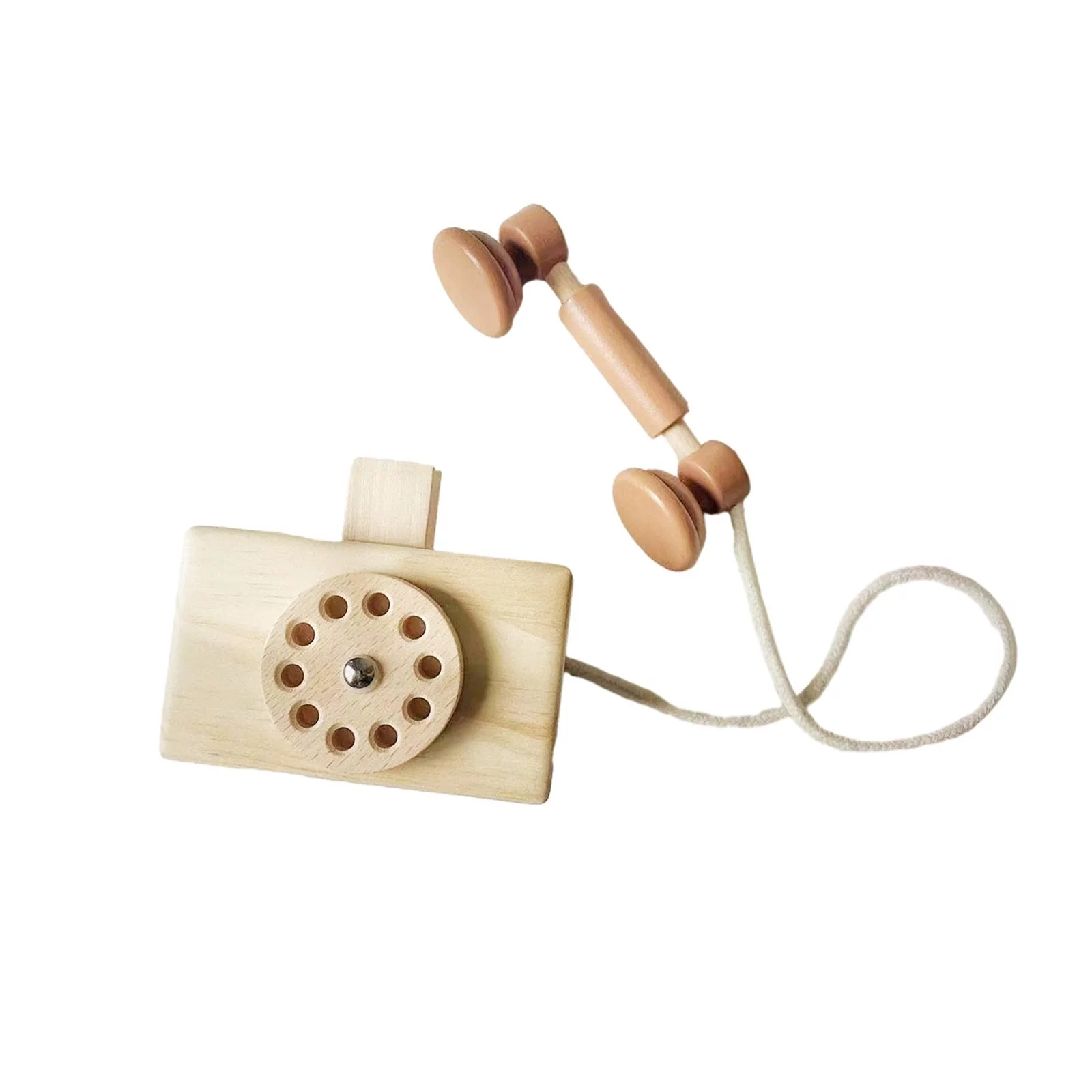 Wooden Pretend Phone Toy Montessori Educational Toy Pretend Play Sensory Toy for Brain Development Travel Toy Party Toy Preschool Activities