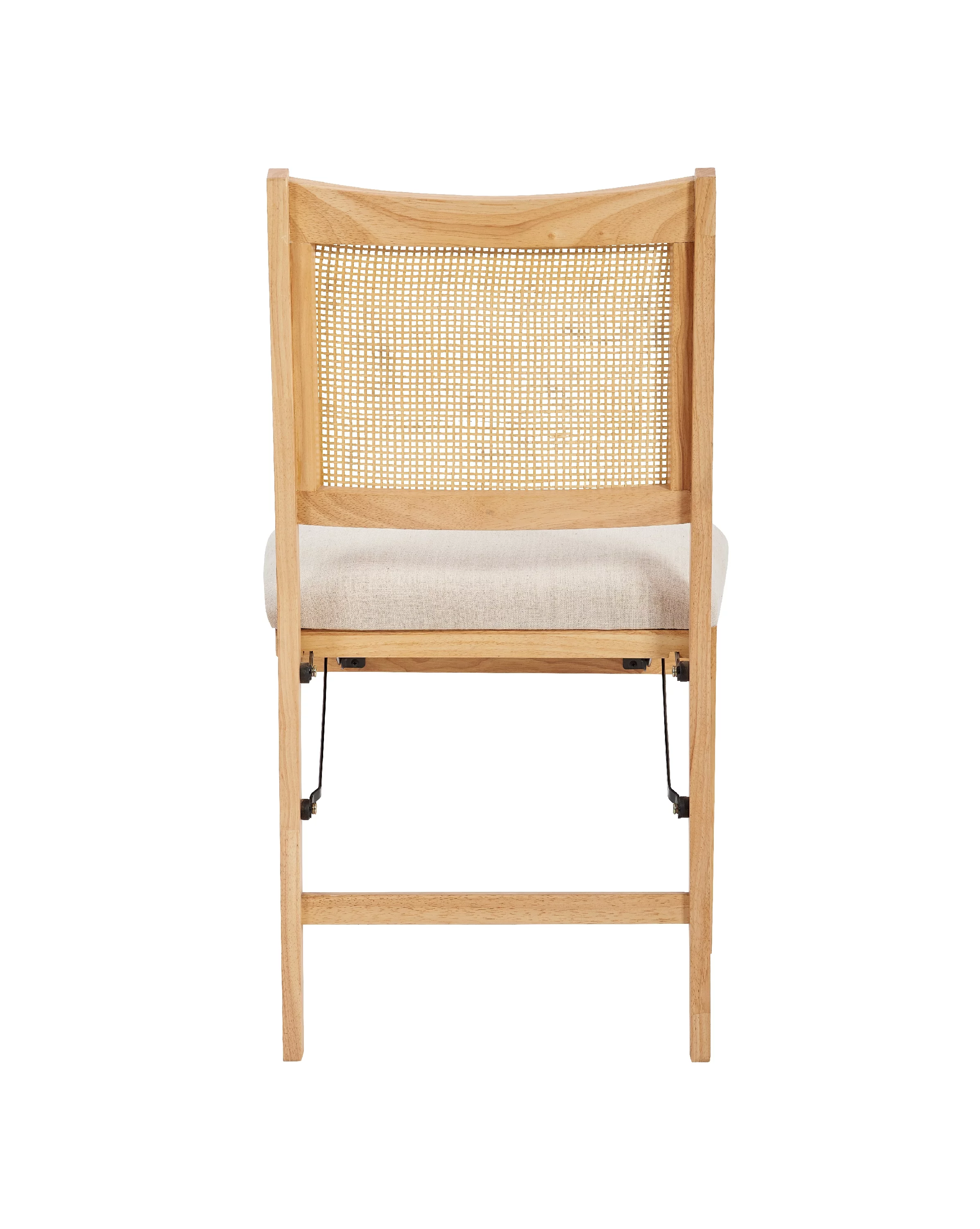 Riviera Rattan Back Folding Chair with Upholstered Seat, Natural