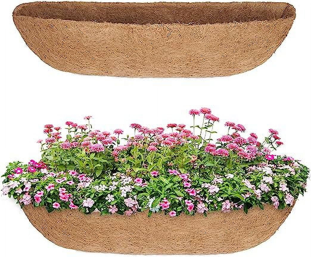 Namzi 2PCS Coco Liner Trough Coco Liner for Planters, 36inch Half Moon Shape Trough Coco Coir Coconut Fiber Replacement Liner for Window Box, Wall Trough Planter