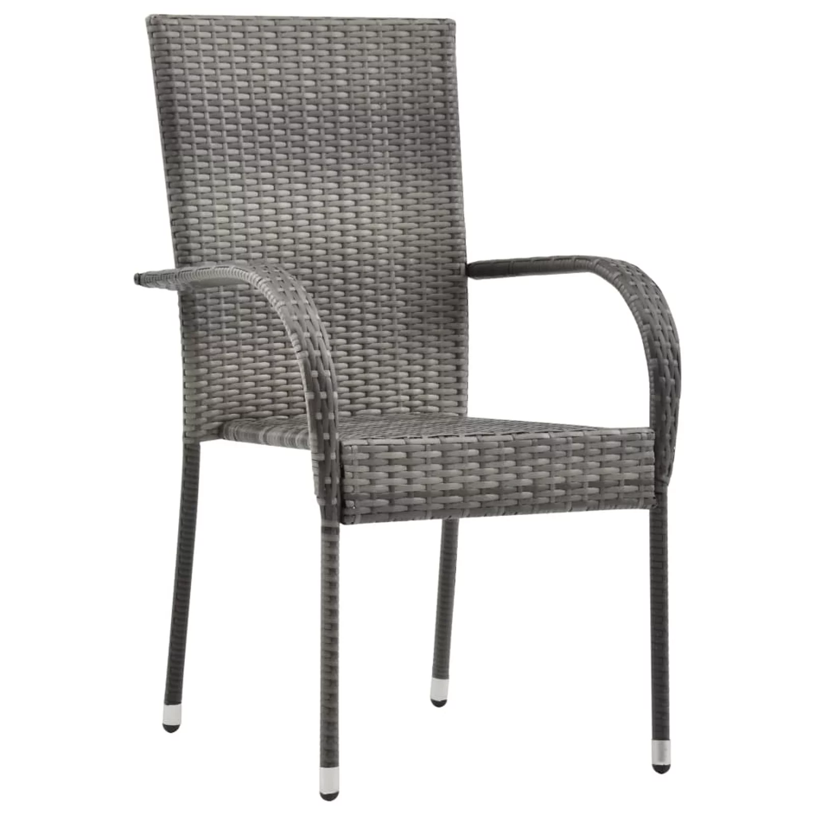 Suzicca Stackable Patio Chairs 2 pcs Gray Poly Rattan