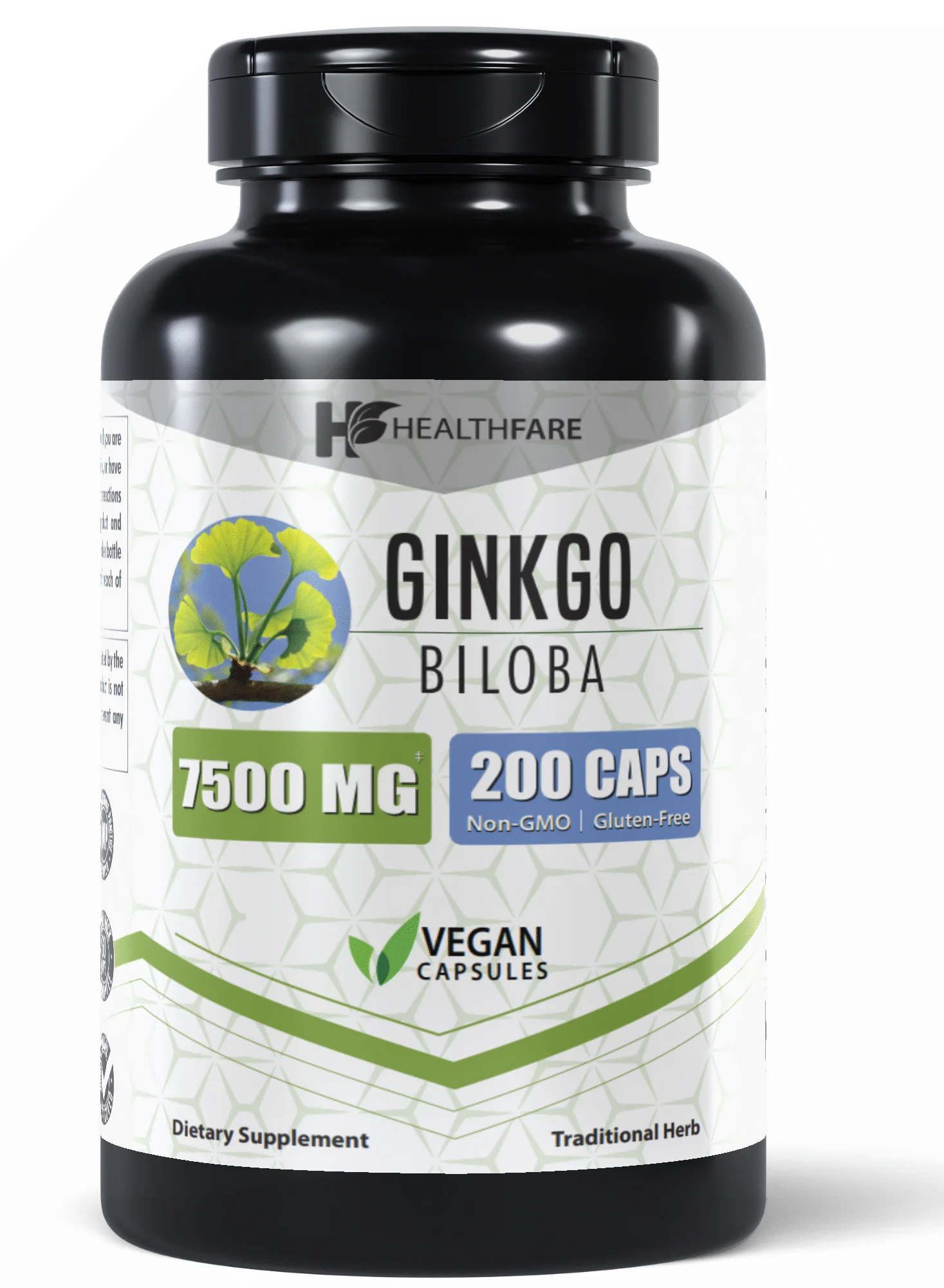 Healthfare Ginkgo Biloba 7500mg | 200 Capsules  | Non-GMO | Vegetarian | Made in the USA