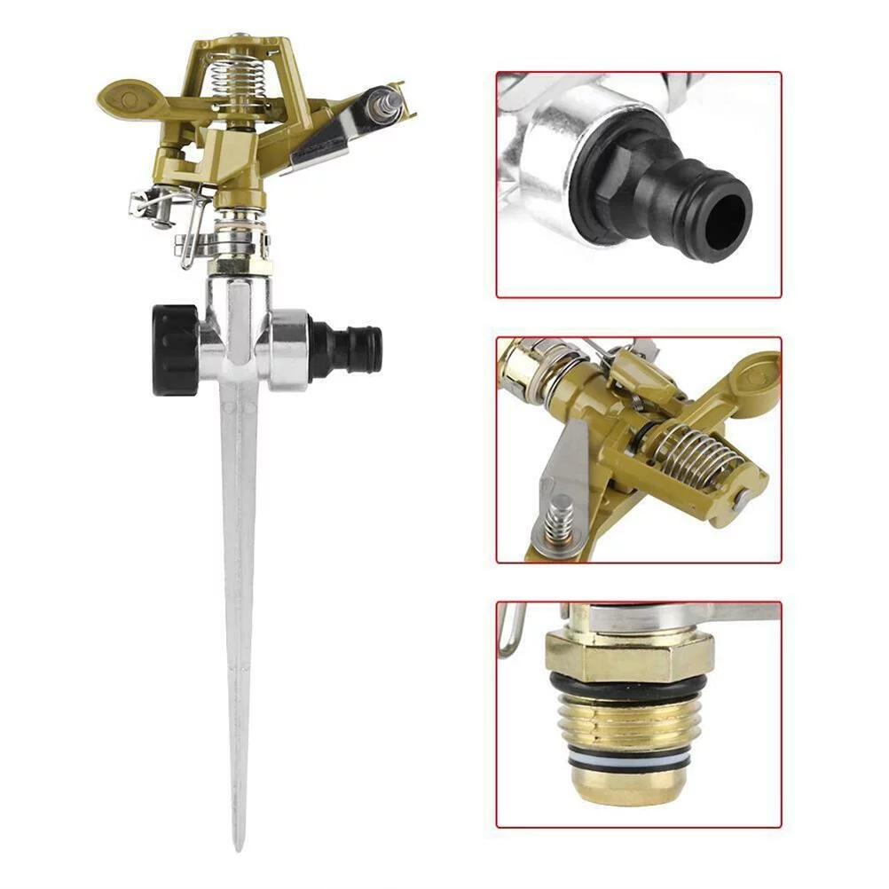 4 Point Garden Sprinkler Automatic Irrigation Grass Lawn 360 Degree Circle Rotating Watering Sprinkler Garden Pipe Hose Zinc Alloy