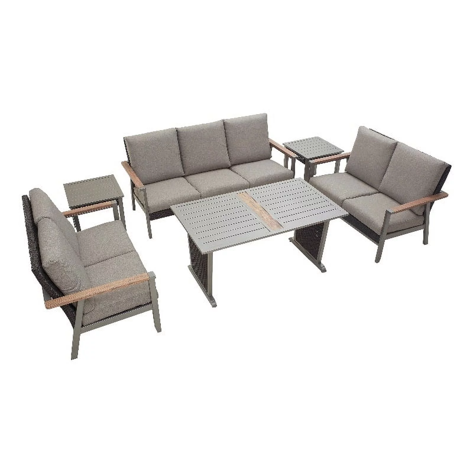 Patio Festival Metal 6-Piece Outdoor Dining Set in Gray/Beige
