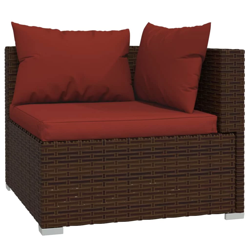Dcenta 8 Piece Patio Set with Cushions Poly Rattan Brown