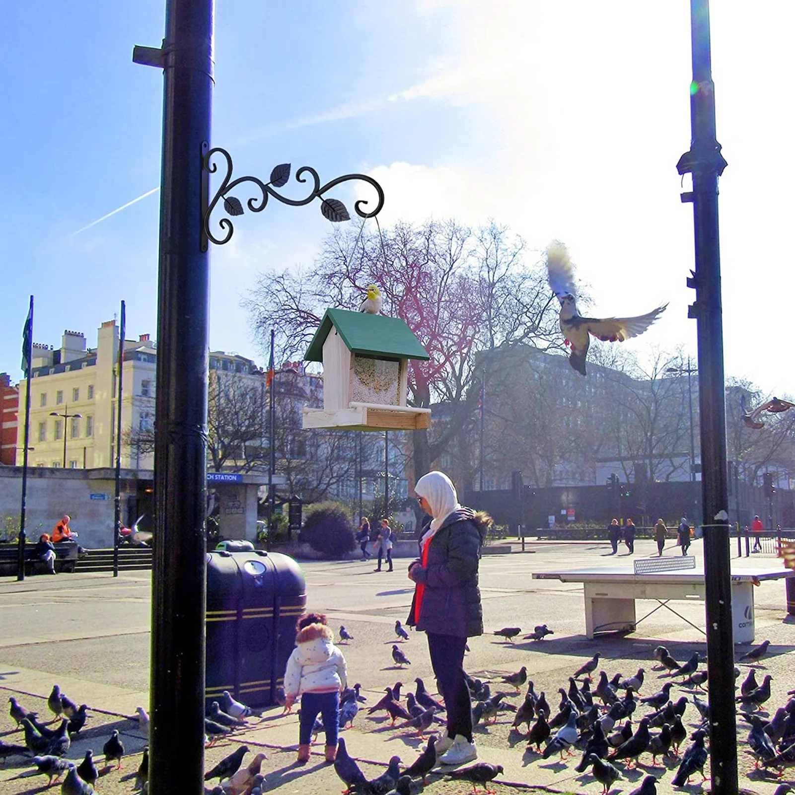 Anself 4Pcs Wall-mounted Iron Hooks Plant Holder Decorative Hook for Bird Feeder Flower Pot Lantern Wind Chime