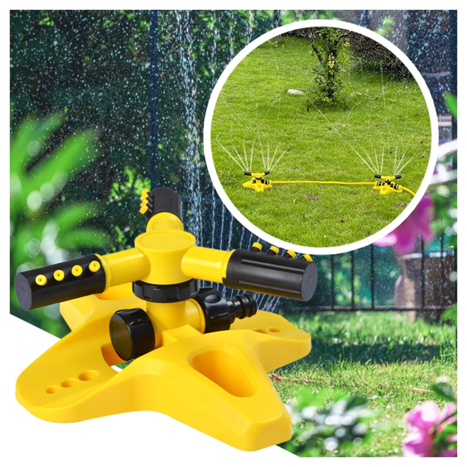 Bnnlsa Water Sprinklers Sprinkler Rotating Sprinklers Large Area Coverage Water Sprinkler for Garden Yard Lawns Oscillating Hose 360 Rotation Irrigation System for Outdoor Grass Green