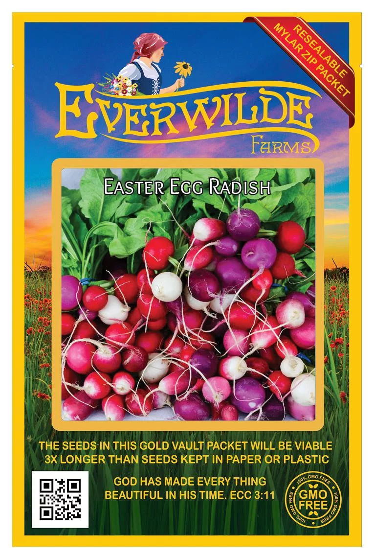 Everwilde Farms - 300 Easter Egg Radish Seeds - Gold Vault Jumbo Bulk Seed Packet