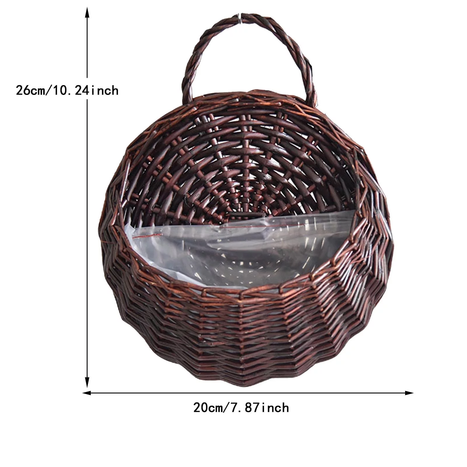 Wall Fence Hanging Planter Handmade Rattan Basket Hand Made Wicker Rattan Flower Basket Flower Pots Hanger Garden Decoration Indoor Outdoor Watering Hanging Baskets