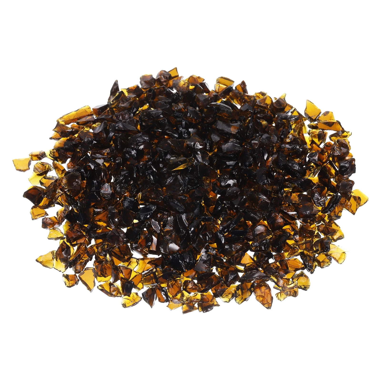 1 Pound Fire Glass Stone, 6-9mm Reflective Fire Pit Glass Rock for Fireplace, Brown