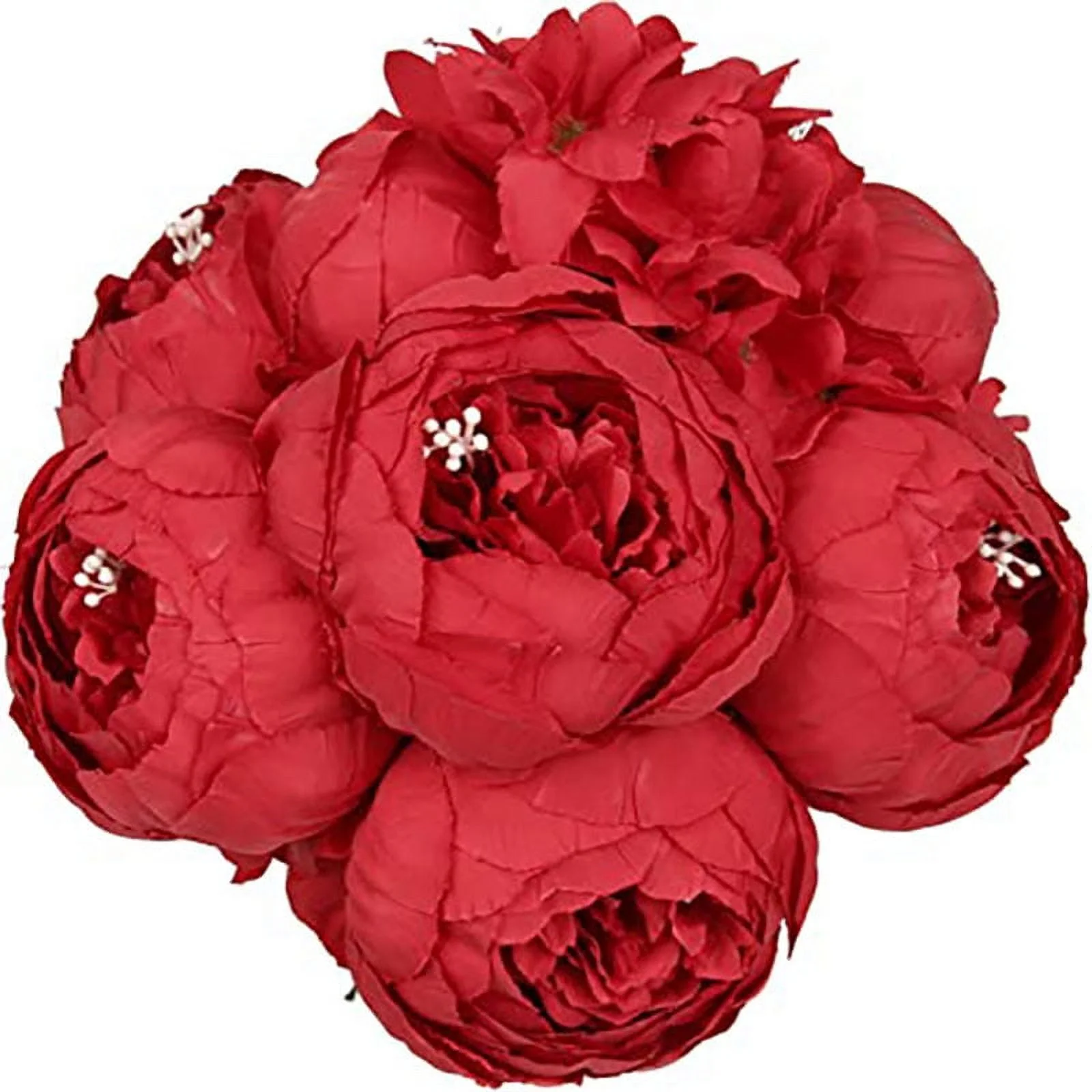 Nvzi-a Fake Flowers Vintage Artificial Peonies Silk Flowers Wedding Home Decor, 1-Pack (Spring Red)