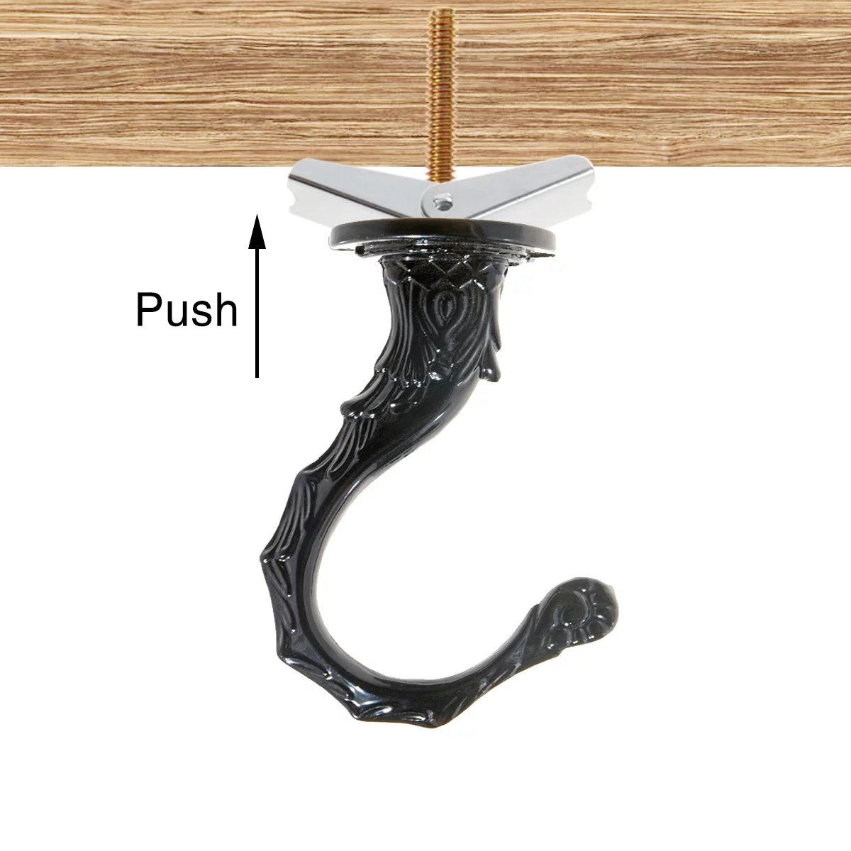 Saim Ceiling Hooks for Hanging Plants, Zinc Alloy Swag Hooks with Hardware Set, 2 Pack, Black