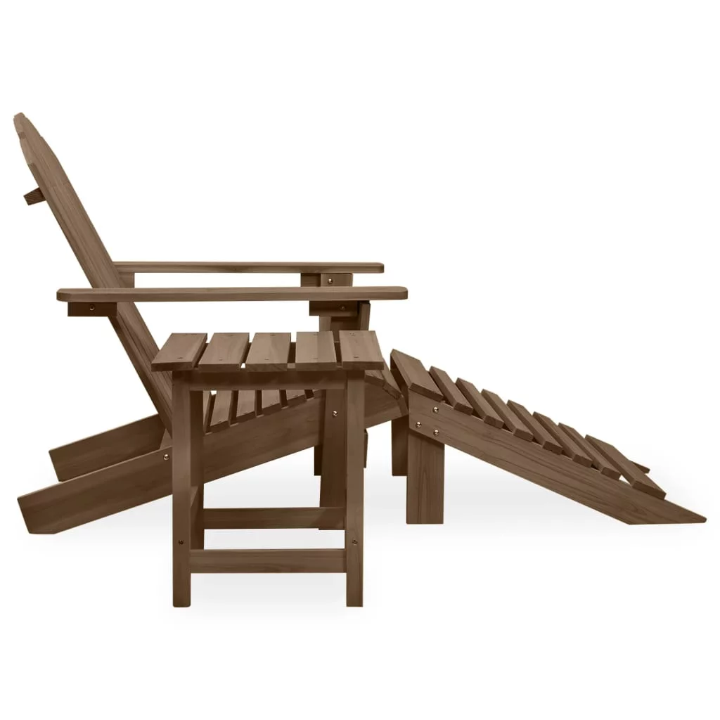 Suzicca Patio Adirondack Chair with Ottoman&Table Solid Fir Wood Brown