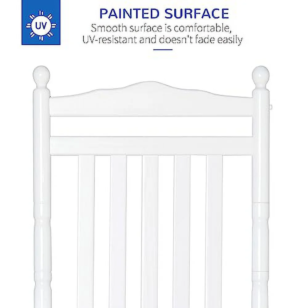 Outsunny Traditional Wooden High-Back Rocking Chair for Porch, Indoor/Outdoor, Black