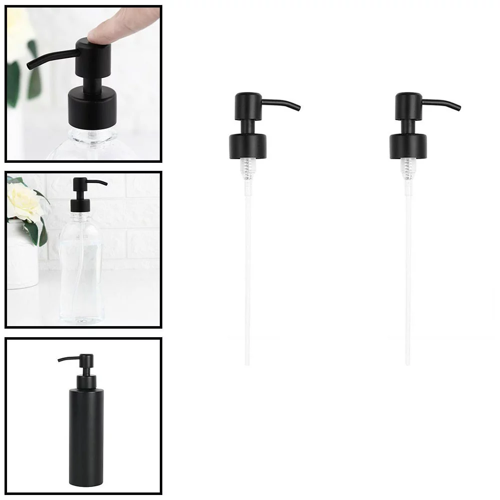 Yannee 2 Pcs Liquid Lotion Dispenser,Stainless Steel Soap Pump,Replacement Bottle Jar Tube, Lotion Pump Shampoo Sprinkler,Dumb Black