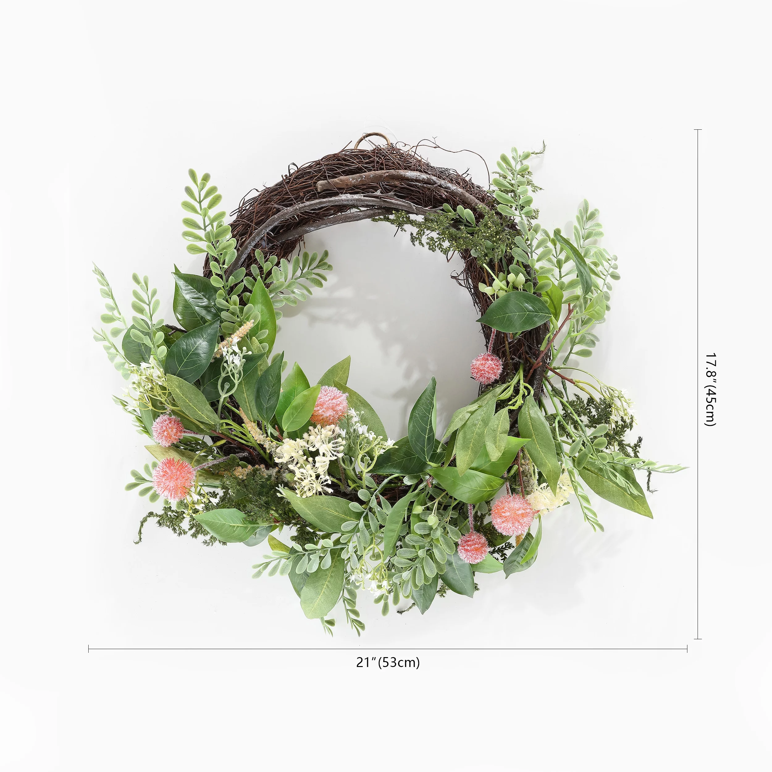 SAFAVIEH Faux 21 Inch Sweetgum & Mandarin Semi-Wreath, Green