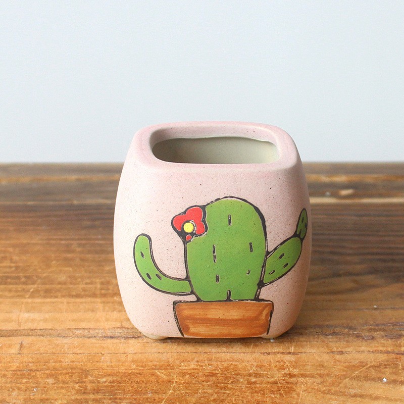 LivNxt Ceramic Succulent Planter - Hand-Painted in Jingdezhen Style