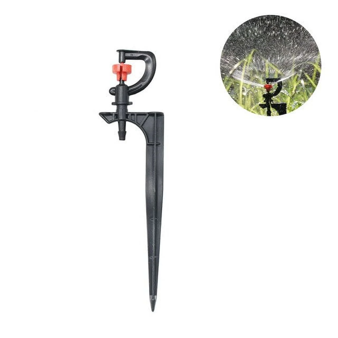 100PCS G-type Rotating Sprinkler With support Spike  Degrees Red Wheel Micro Rotor Sprinklers Garden Watering